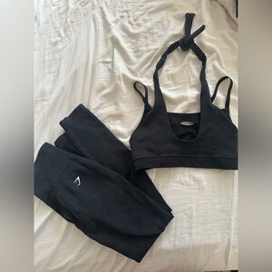 GYMSHARK SET. WORN ONCE. LEGGINGS AND SPORT BRA (HALTER WITH STRAPS).